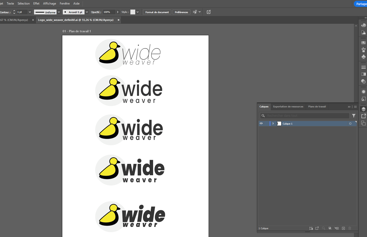 Déclinaison typographique du logo Wide Weaver